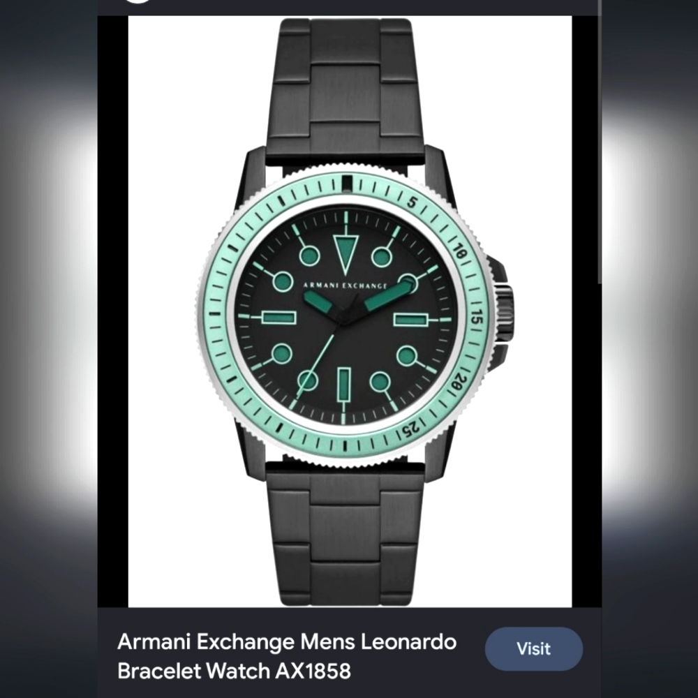 Armani Exchange Black and Mint Watch